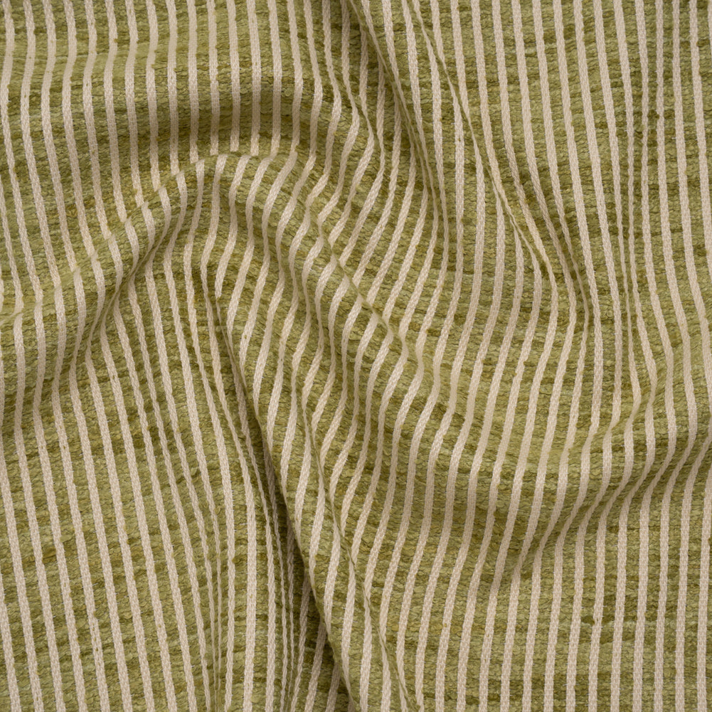 Polyester Boucle Woven - Leaf Stripes - British Imported