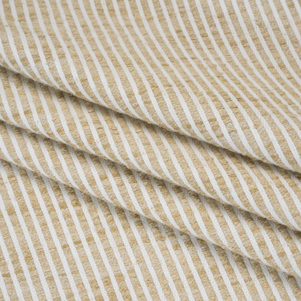 Polyester Boucle Woven - Oatmeal Stripes - British Imported - Folded