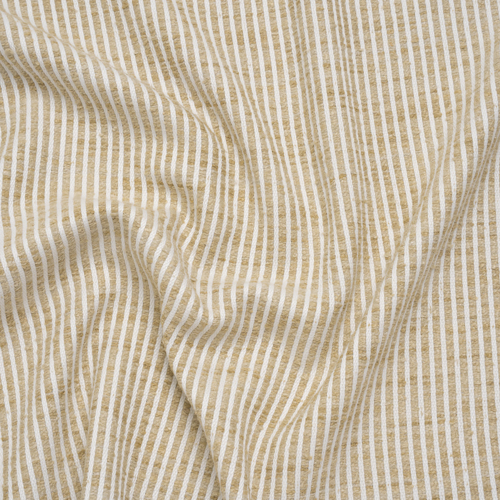 Polyester Boucle Woven - Oatmeal Stripes - British Imported