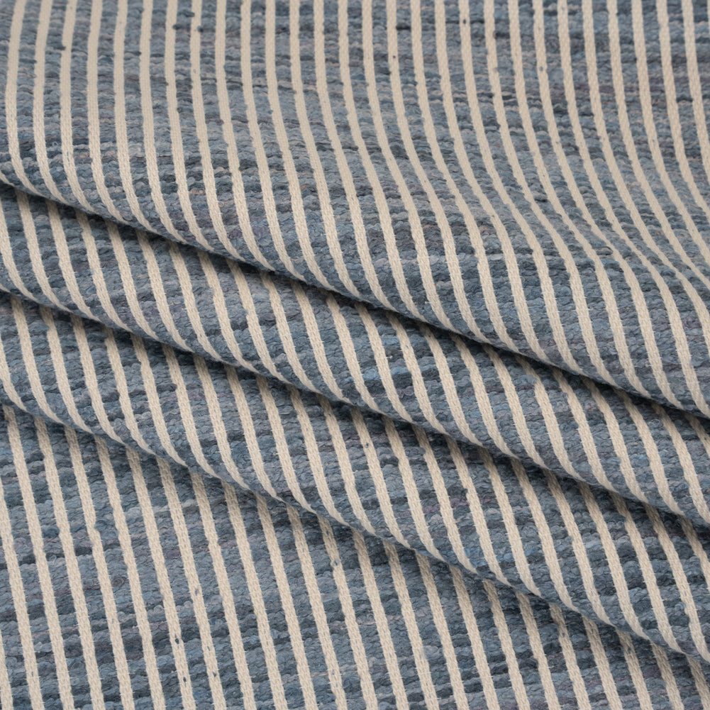 Polyester Boucle Woven - Ocean Stripes - British Imported - Folded