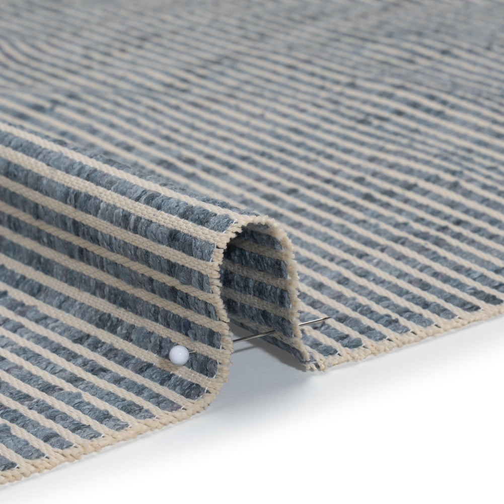 Polyester Boucle Woven - Ocean Stripes - British Imported - Detail