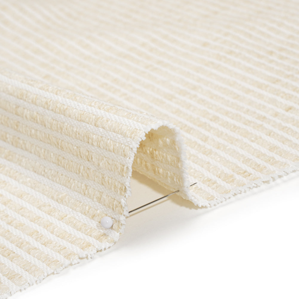 Polyester Boucle Woven - Oyster Stripes - British Imported Detail