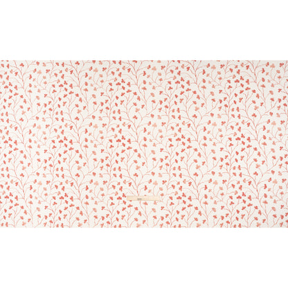 Brushed Cotton and Linen Canvas - Raspberry Clover Leaf Vines - British Imported