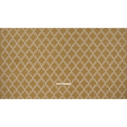 Embroidered Polyester and Cotton Woven - Ochre Leaf Diamonds - British Imported