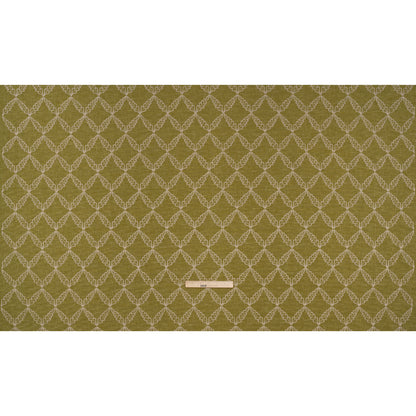 Embroidered Polyester and Cotton Woven - Olive Leaf Diamonds - British Imported