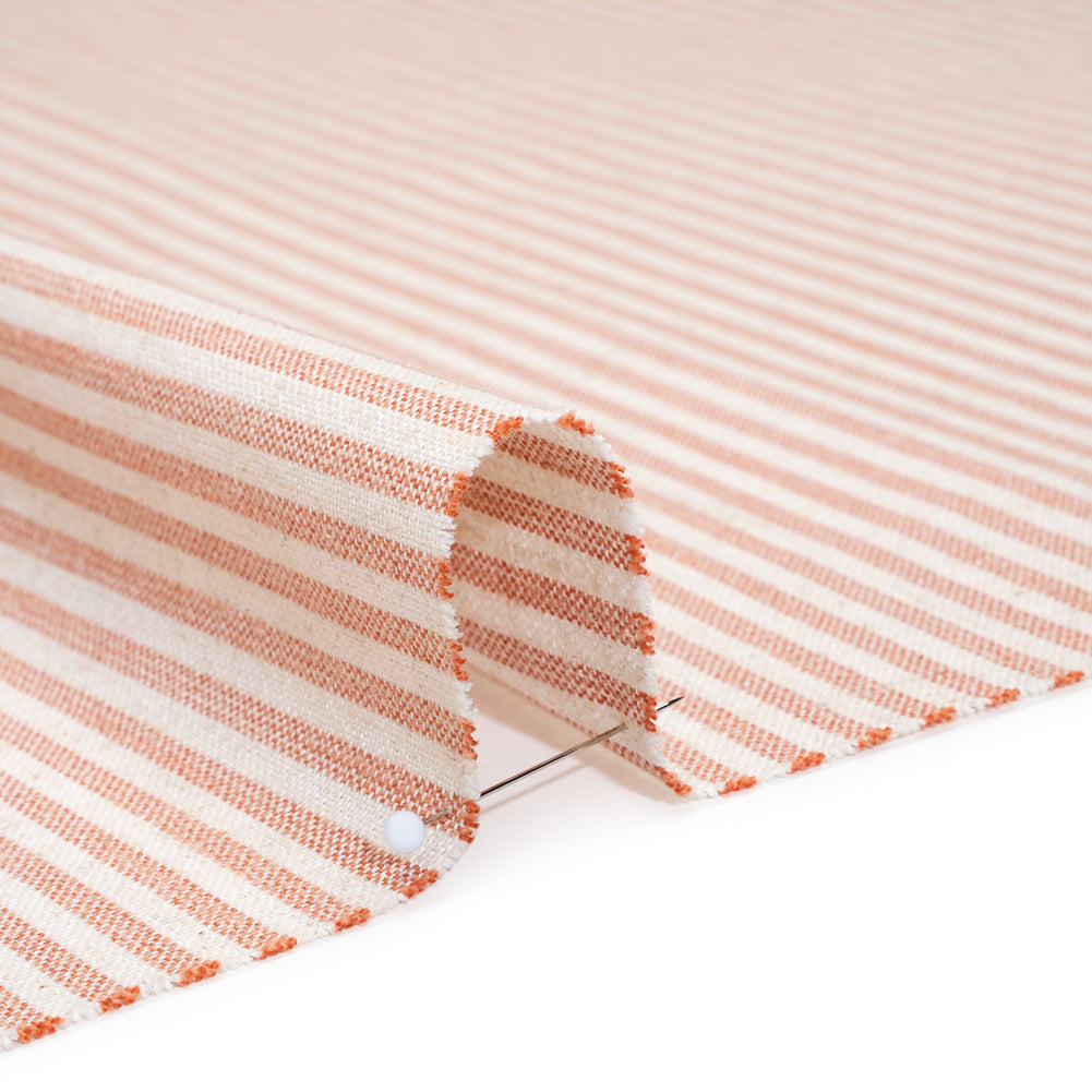 Recycled Polyester Blend Woven - Blush Pink Candy Stripes - British Imported - Detail