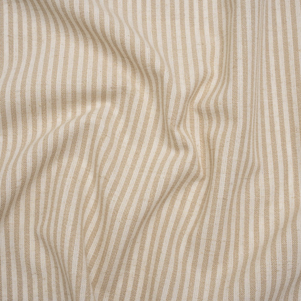 Recycled Polyester Blend Woven - Linen Candy Stripes - British Imported