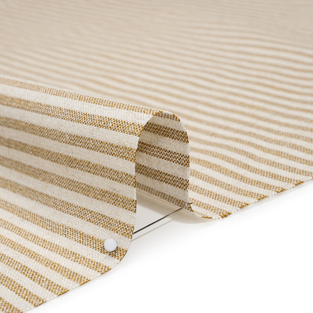 Recycled Polyester Blend Woven - Ochre Candy Stripes - British Imported - Detail