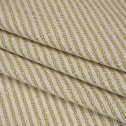 Recycled Polyester Blend Woven - Olive Candy Stripes - British Imported