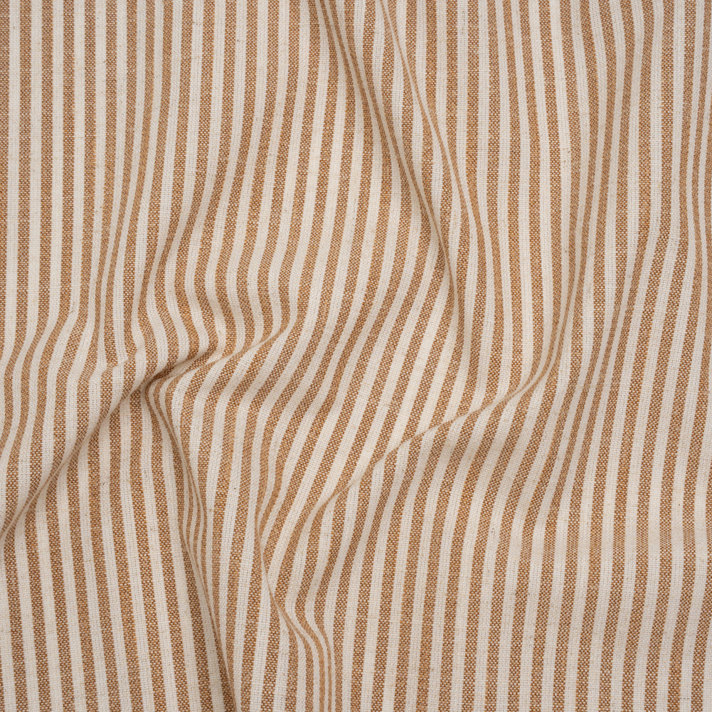 Recycled Polyester Blend Woven - Paprika Candy Stripes - British Imported