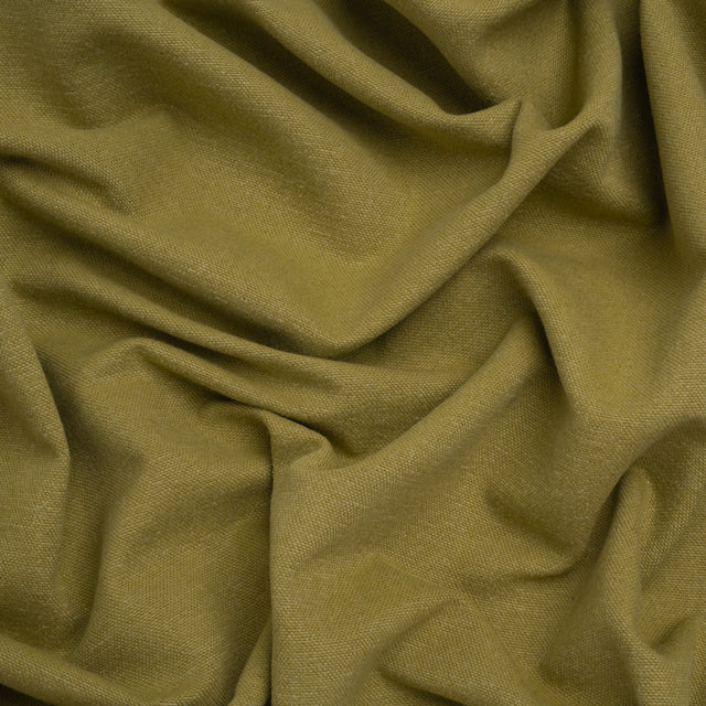 Brushed Cotton and Linen Woven - Olive - British Imported