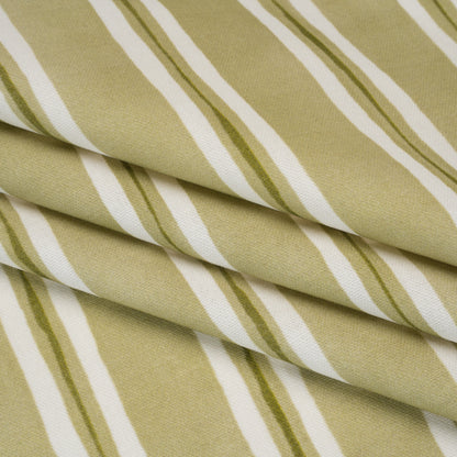 Brushed Cotton and Linen Canvas Print - Pistachio Painted Stripes - British Imported