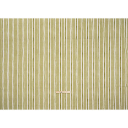 Brushed Cotton and Linen Canvas Print - Pistachio Painted Stripes - British Imported