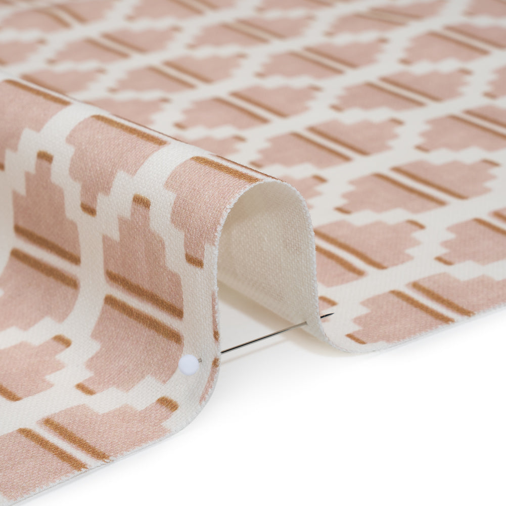 Brushed Cotton and Linen Canvas Print - Plaster Blocky Diamonds - British Imported - Detail