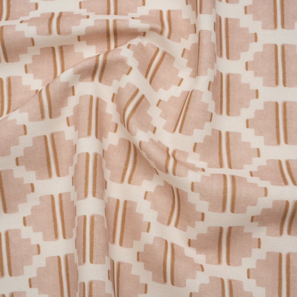 Brushed Cotton and Linen Canvas Print - Plaster Blocky Diamonds - British Imported