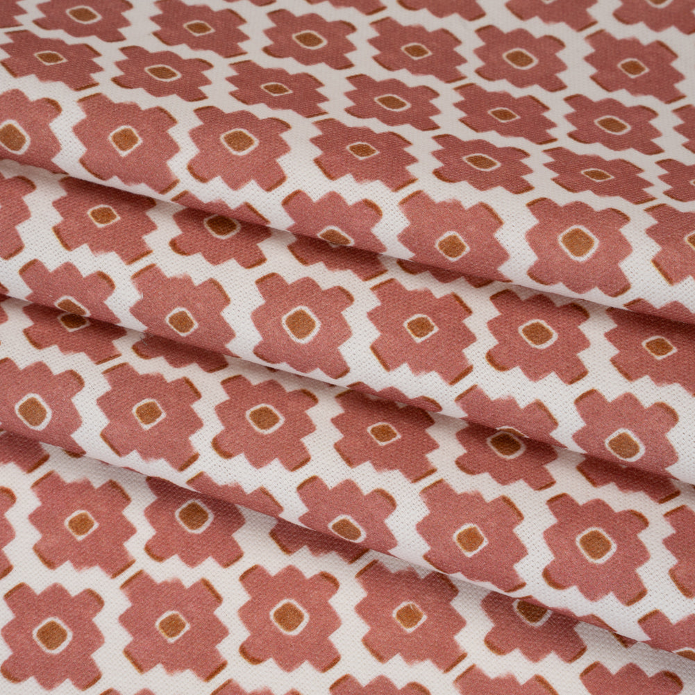 Brushed Cotton and Linen Canvas Print - Berry Small Geometric Diamonds - British Imported - Folded
