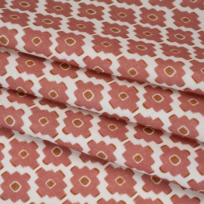 Brushed Cotton and Linen Canvas Print - Berry Small Geometric Diamonds - British Imported