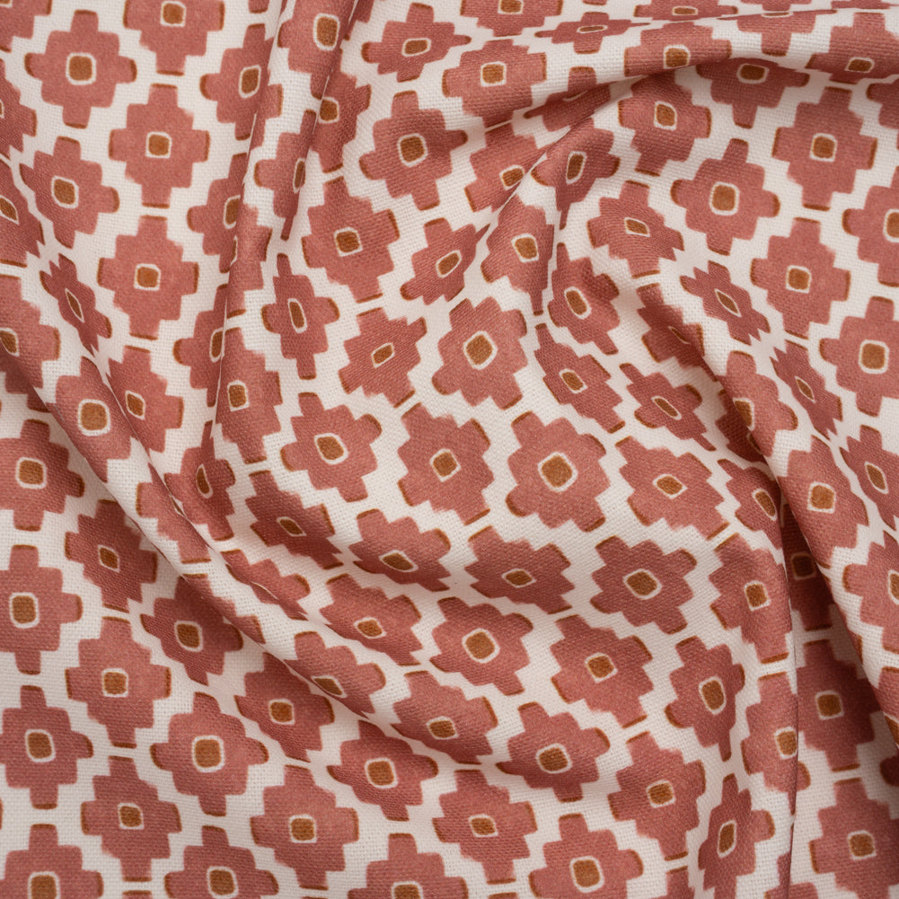 Brushed Cotton and Linen Canvas Print - Berry Small Geometric Diamonds - British Imported