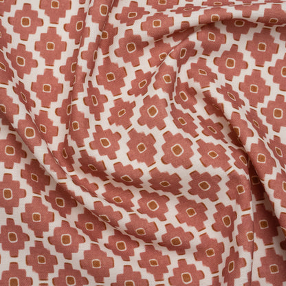Brushed Cotton and Linen Canvas Print - Berry Small Geometric Diamonds - British Imported