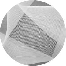 A black and white photo of a ball with a net on it