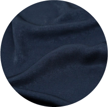 A close up of a blue hat with a black band
