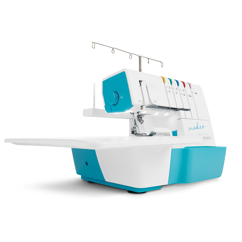 bernette 68 Maker Edition - Air-Threading Combination Overlock, Chainstitch and Coverstitch Serger Sewing Machine with Presser Foot Set and Mini Vacuum Cleaner - Full
