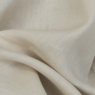 A close up of a plain white fabric with a light blue stripe