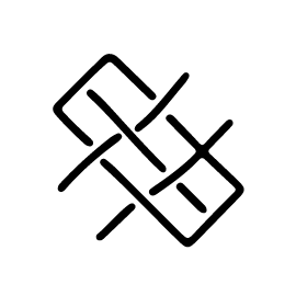 a black and white line drawing of woven strings