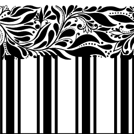 A black and white image of a piano with a floral design