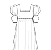 A white dress with puff sleeves and a bow on the back