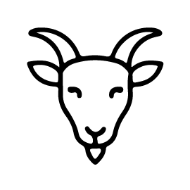 a simple line drawing of a goat's head