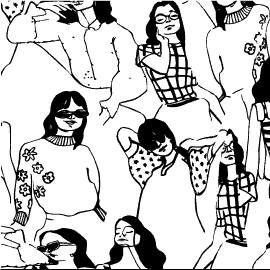 A drawing of a group of people in a circle