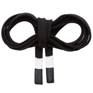 A close up of a black and white rope tied to a white and black rope