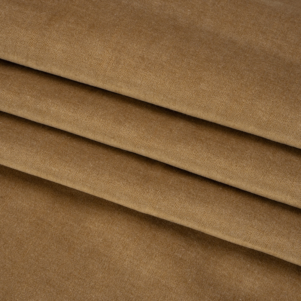Polyester and Cotton Upholstery Velvet - Caramel - Corry Collection Folded