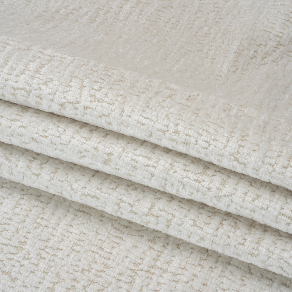 Textured Upholstery Chenille - White Hot - Odie Collection Folded