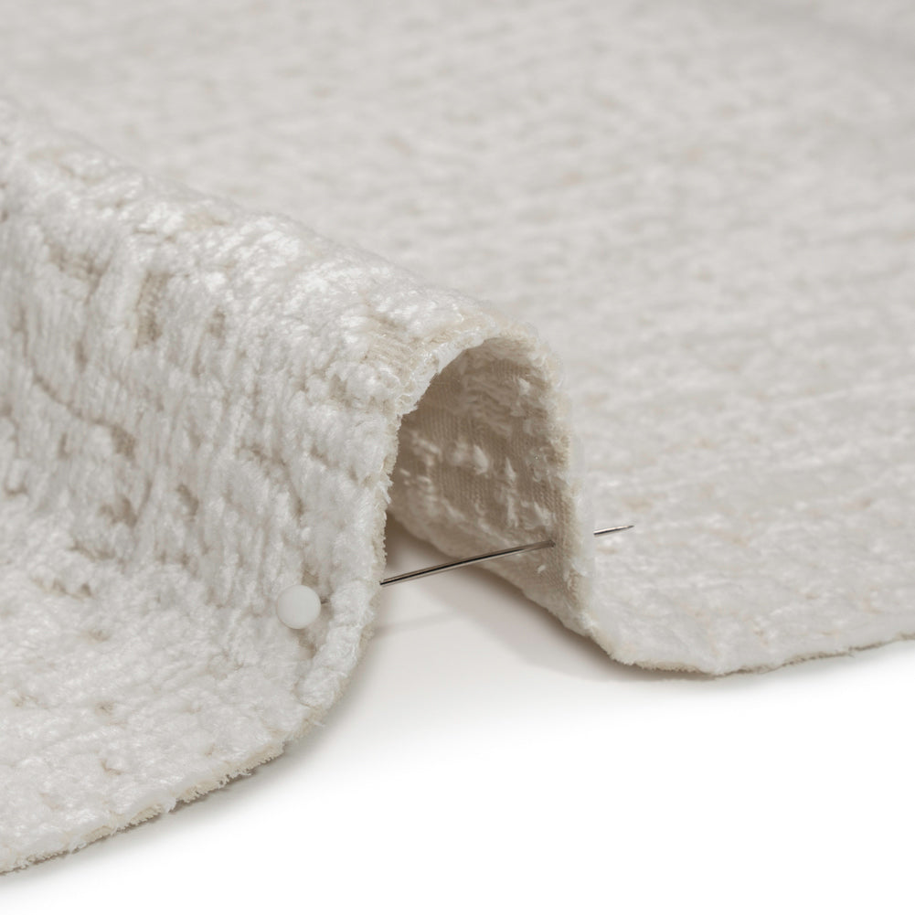 Textured Upholstery Chenille - White Hot - Odie Collection Detail