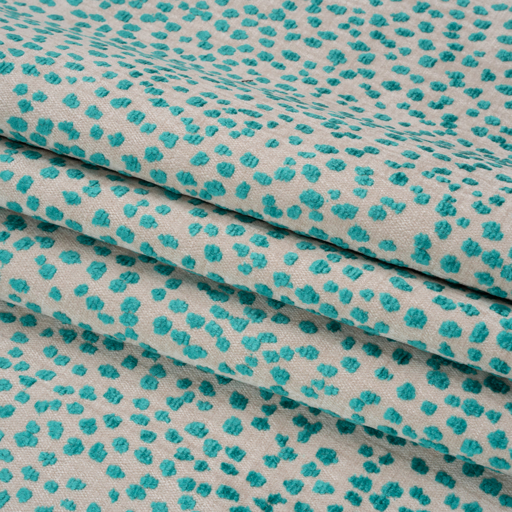Upholstery Chenille - Aqua Spotted - Piperhill Collection Folded