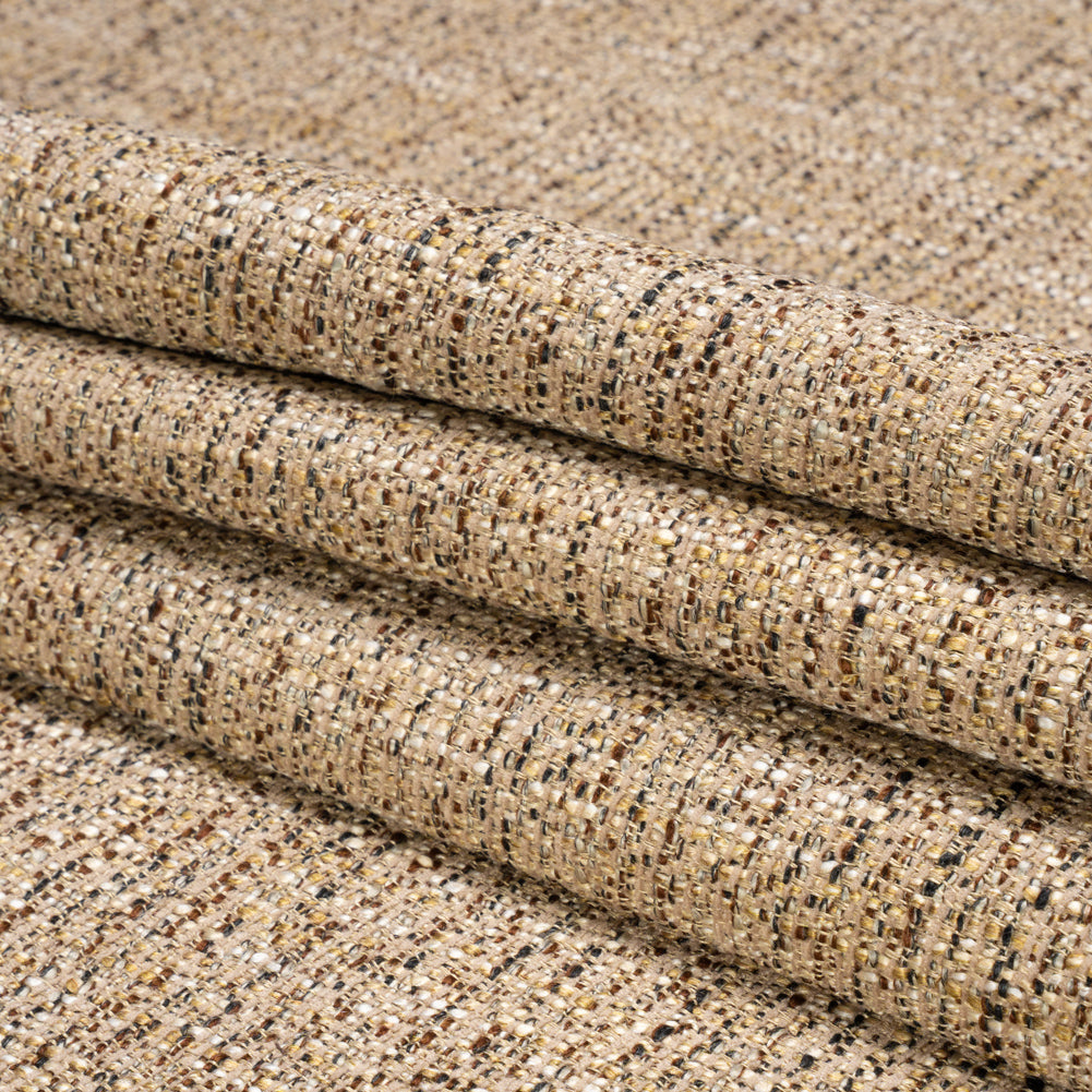 Tweed Upholstery Woven with Latex Backing - Stone - Heath Collection Folded