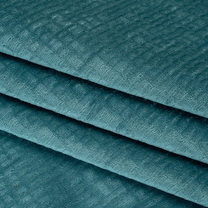 Polyester Upholstery Chenille - Aquamarine Grid Texture - Carolina Collection