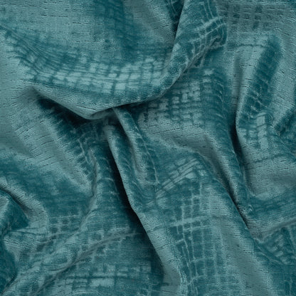 Polyester Upholstery Chenille - Aquamarine Grid Texture - Carolina Collection
