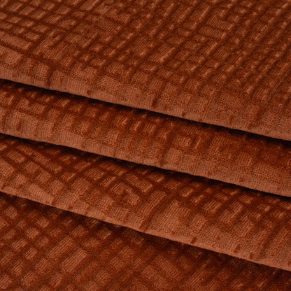 Polyester Upholstery Chenille - Baked Clay Grid Texture - Carolina Collection