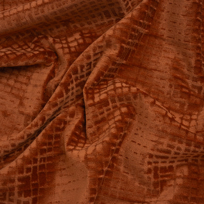 Polyester Upholstery Chenille - Baked Clay Grid Texture - Carolina Collection