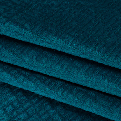 Polyester Upholstery Chenille - Blue Topaz Grid Texture - Carolina Collection