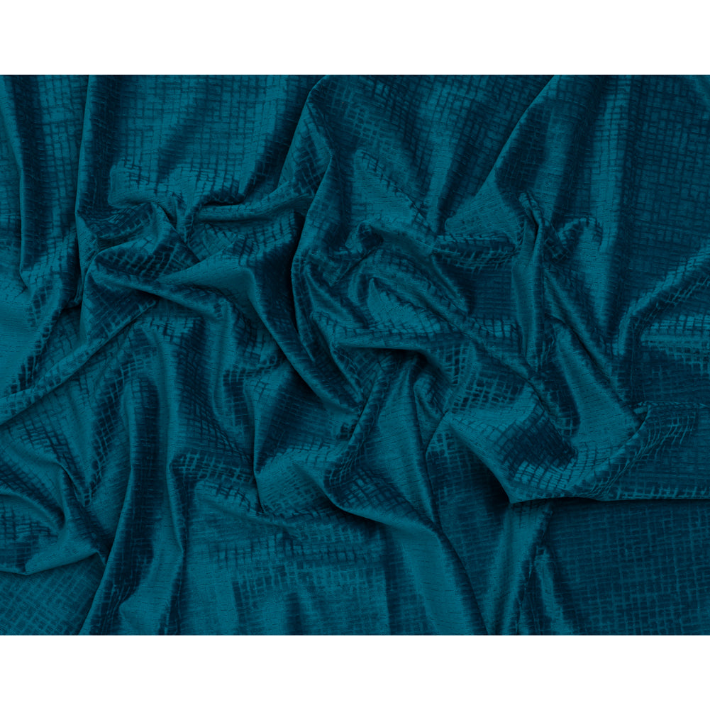 Polyester Upholstery Chenille - Blue Topaz Grid Texture - Carolina Collection - Full