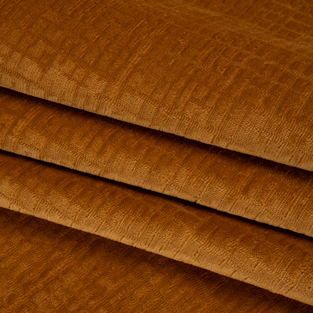 Polyester Upholstery Chenille - Butterscotch Grid Texture - Carolina Collection - Folded