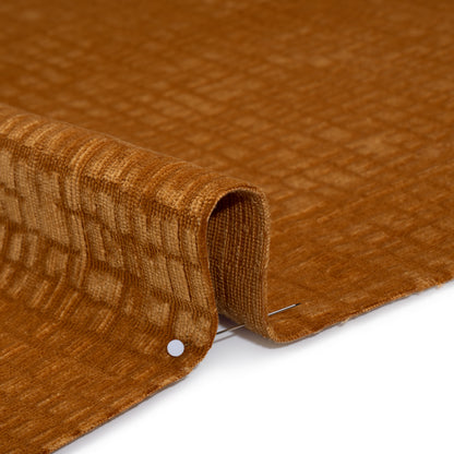 Polyester Upholstery Chenille - Butterscotch Grid Texture - Carolina Collection