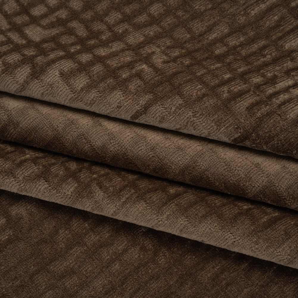 Polyester Upholstery Chenille - Chocolate Grid Texture - Carolina Collection - Folded