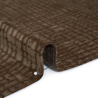 Polyester Upholstery Chenille - Chocolate Grid Texture - Carolina Collection