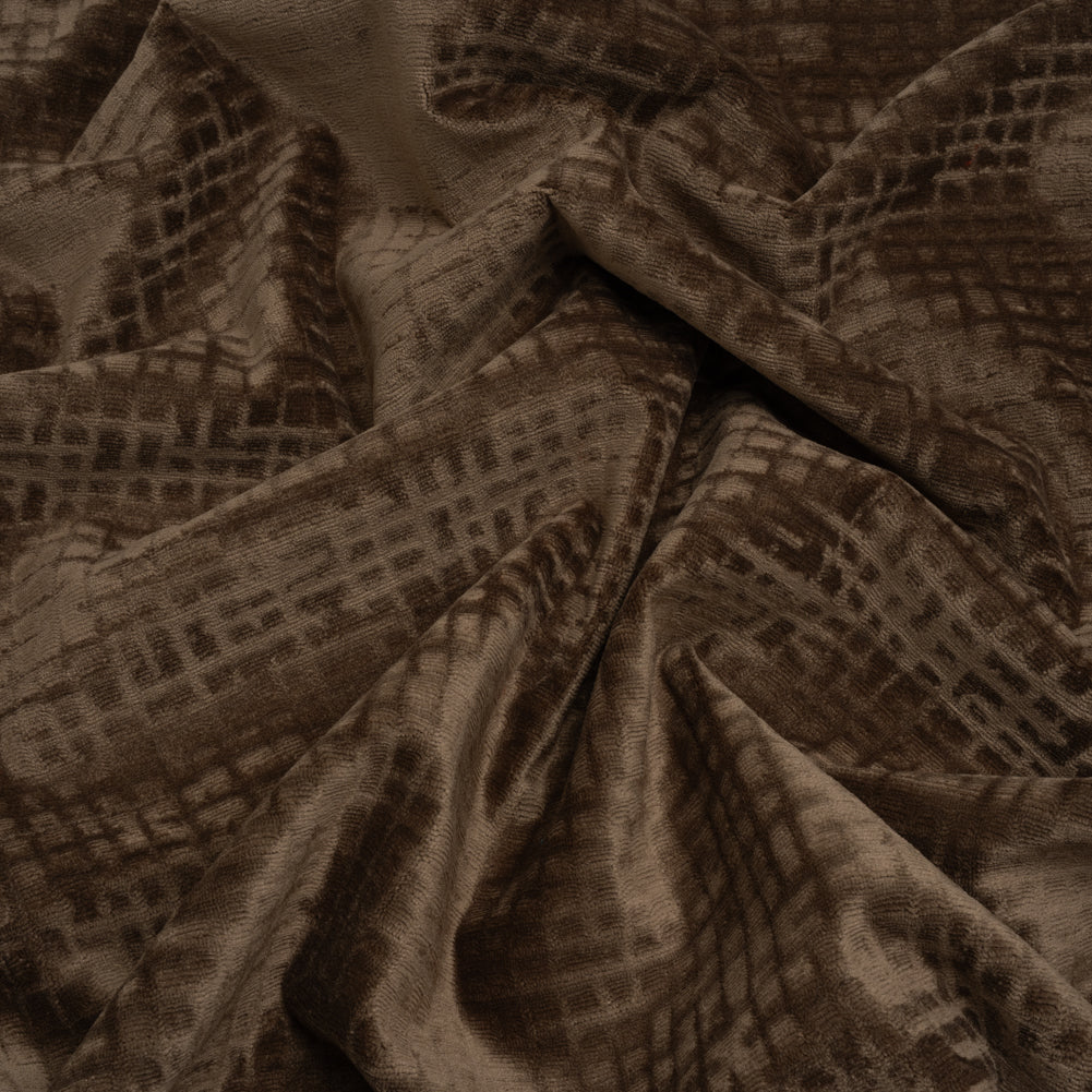 Polyester Upholstery Chenille - Chocolate Grid Texture - Carolina Collection