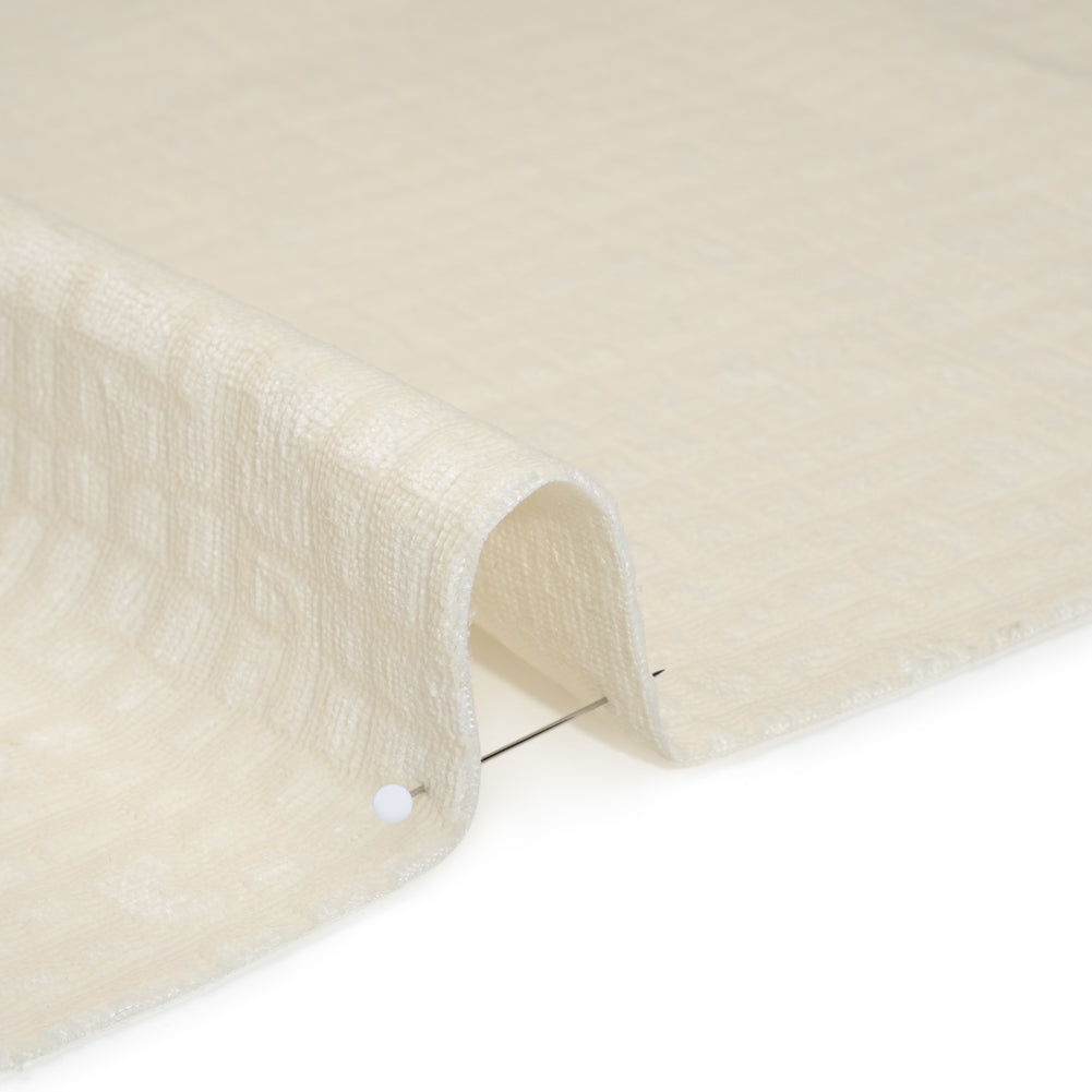 Polyester Upholstery Chenille - Cloud Dancer Grid Texture - Carolina Collection - Detail
